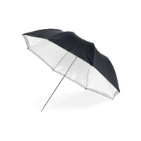 Hire (109cm) Satin Silver/White Compact Umbrella
